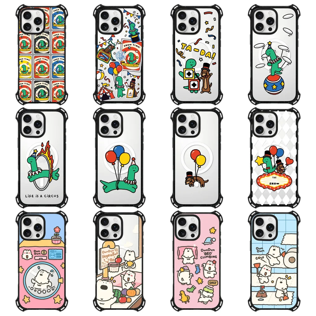 

Мультяшный 4-угольный магнитный чехол для телефона для IPhone 16 ~ 13 Pro Max