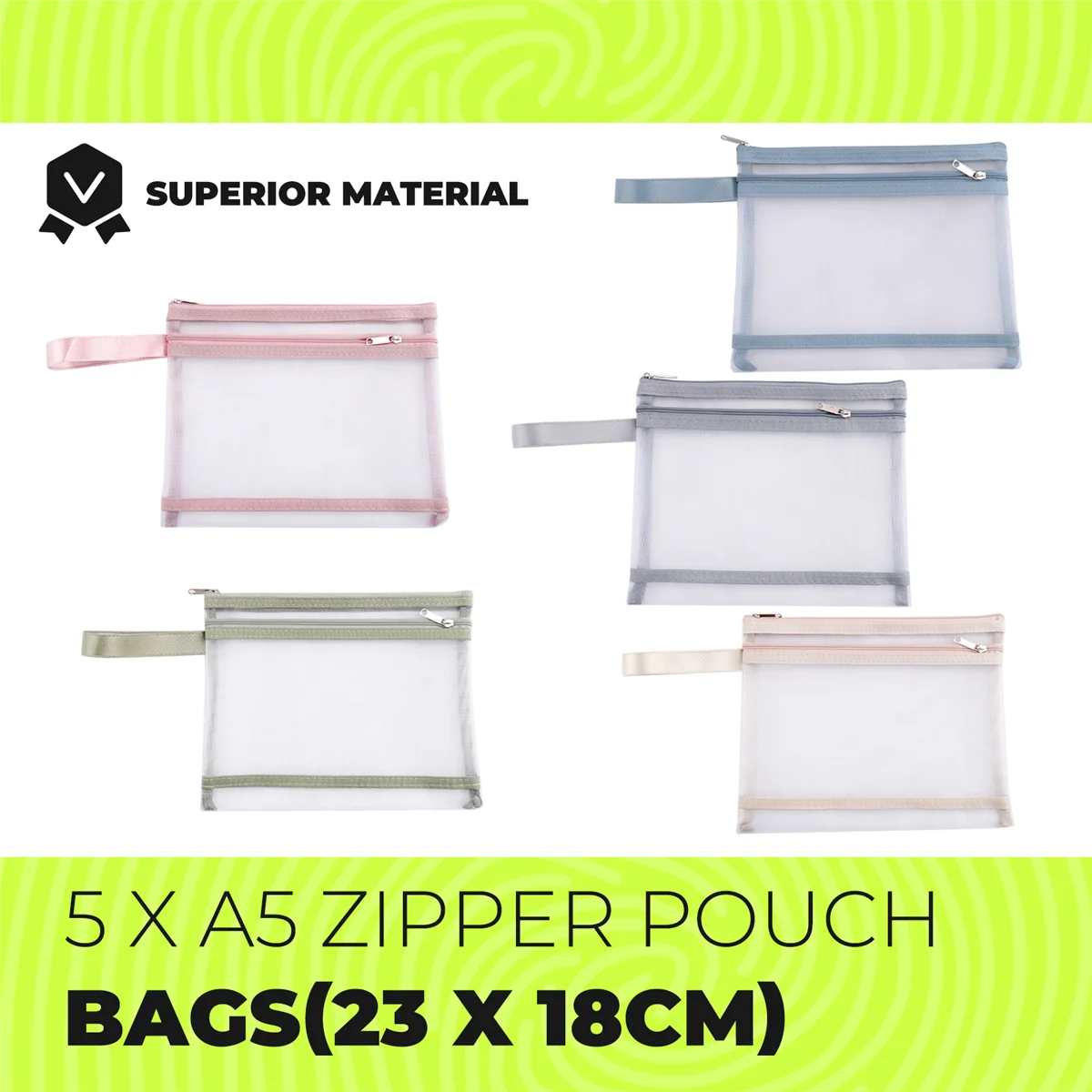 

A55T 10 Pack Colored Double-Layer Mesh Zipper Pouch Bags, Building Block Sets Toy Storage & Organization 5Pcs A4+5Pcs A5