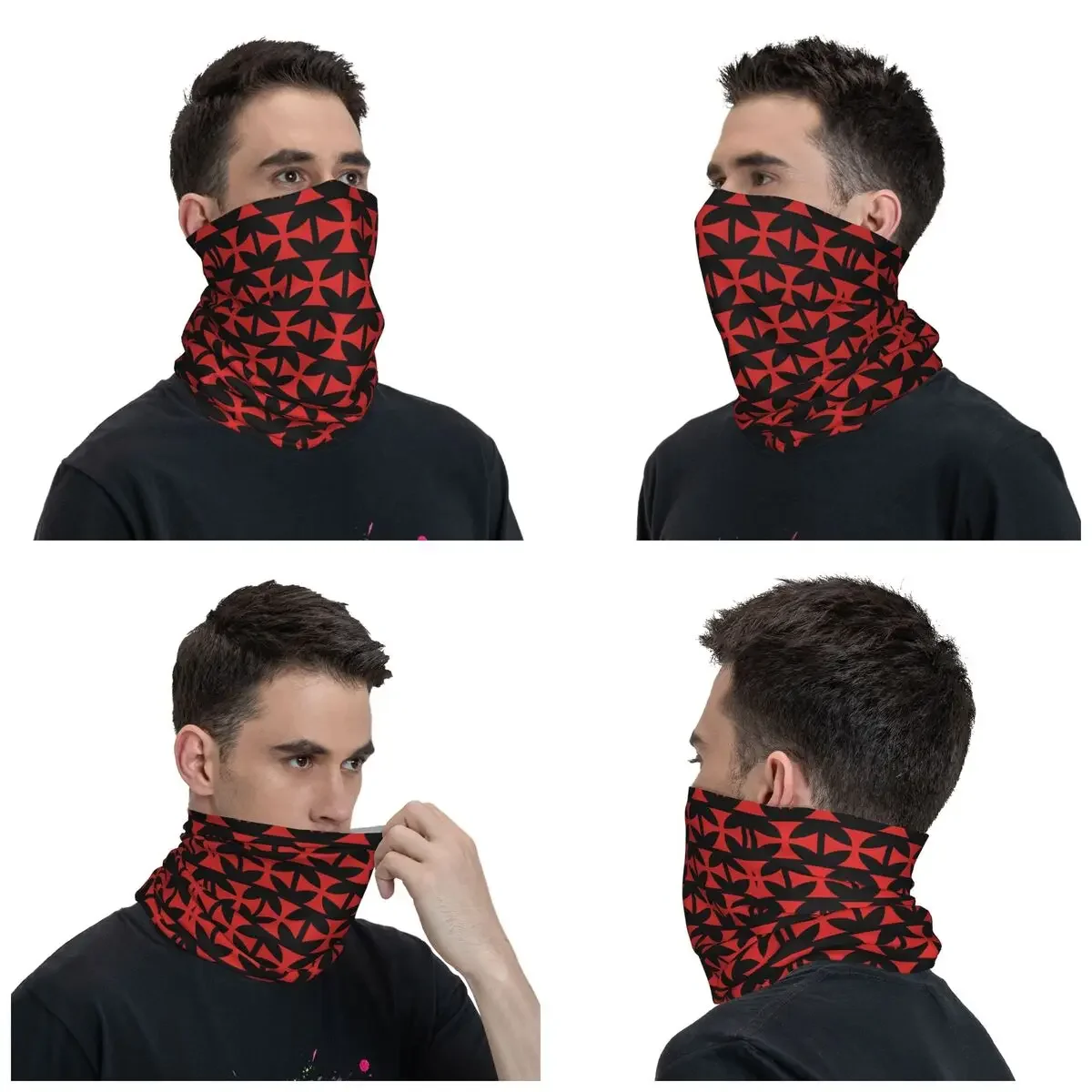 Red Templar Cross Knights Bandana Neck Gaiter for Ski Running Women Men Wrap Scarf Balaclava Warmer