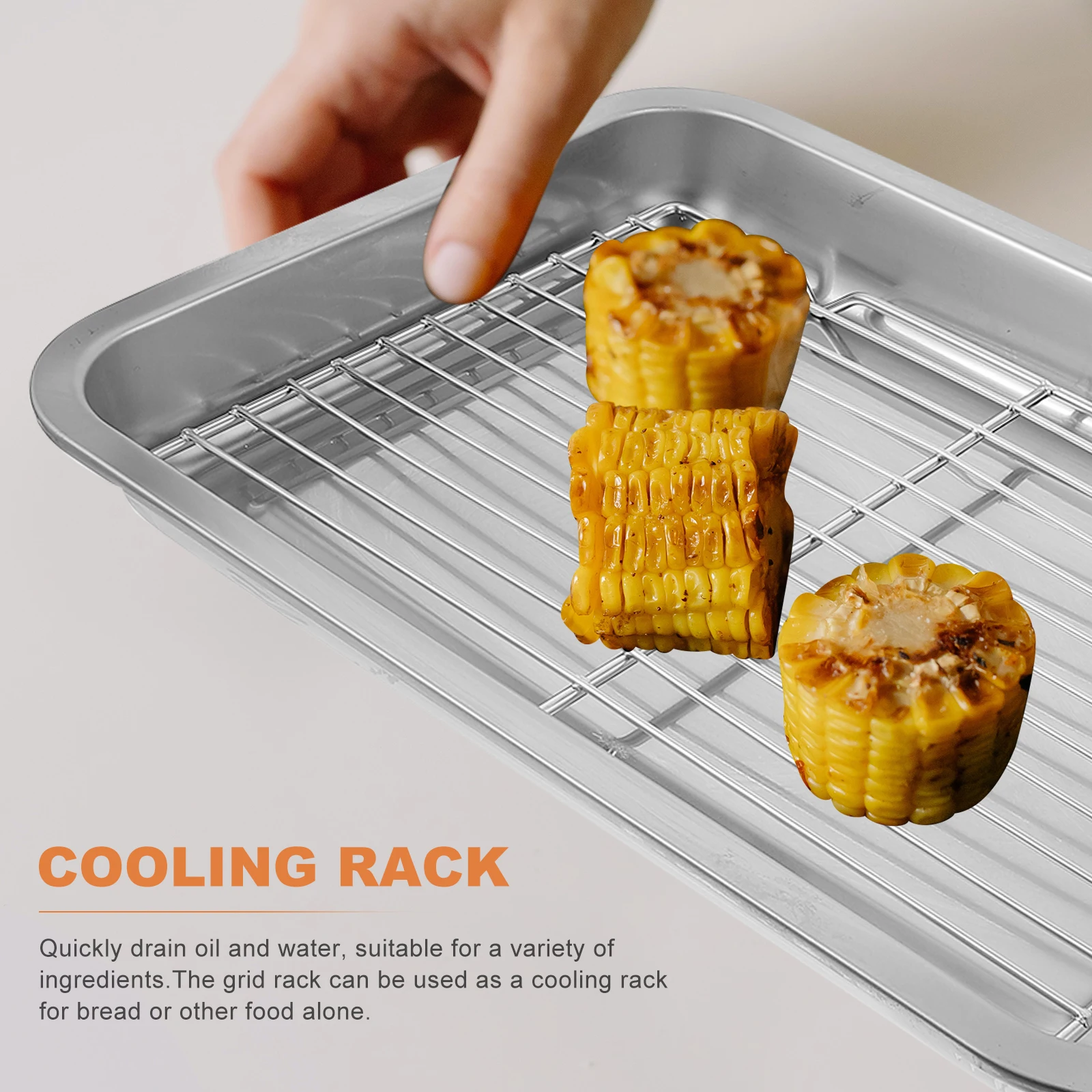 

Stainless Steel Drain Rack Baking Sheet Pan Collapsible Oil Plate Bread Tray Cooling Grid Cookie Toaster Rack Easy Clean