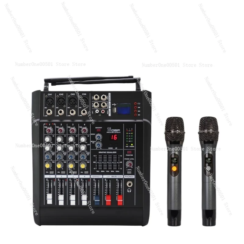 Export 4/6 channel Bluetooth effect stage performance with microphone mixer with power amplifier