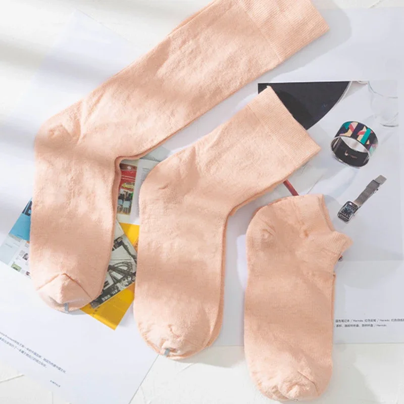 Brethable Linen Women\'S Socks Summer Casual Vinta Simple Sport Home Middle Tube Comfortable Harajuku Long Socks Calcetines Mujer
