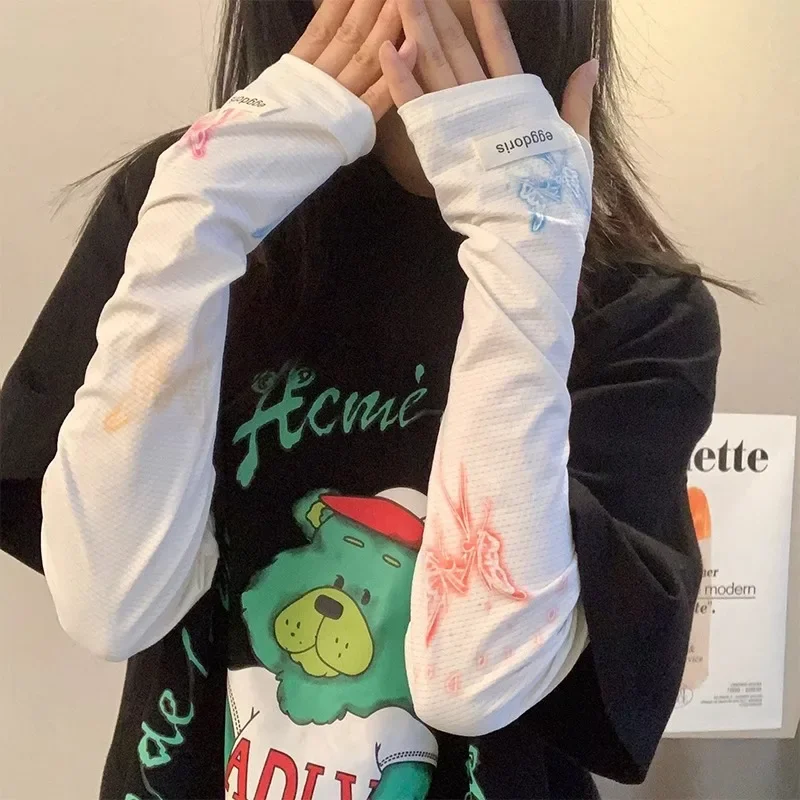 Женские рукава с защитой от ультрафиолета, градиентная бабочка, ледяной шелк, солнцезащитный рукав, рукава для верховой езды на открытом воздухе, защита от солнца, рукава