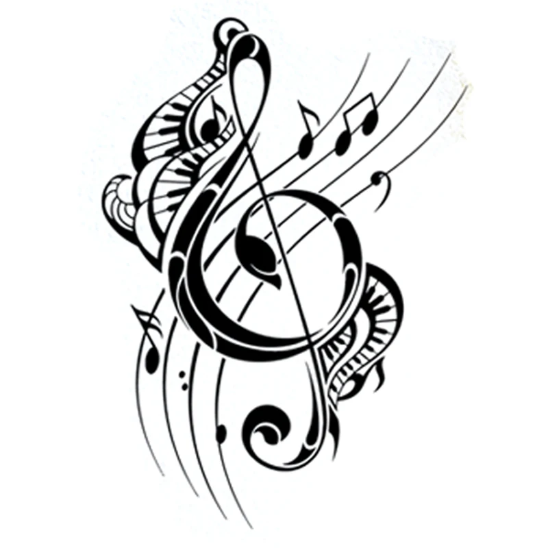Car Stickers Fashion Music Notes Silhouette PVC Car Decoration Accessories Decals Creative Waterproof Black/white,18cm*13cm
