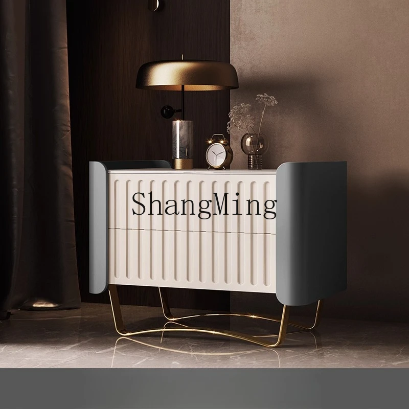 SM new bedside table small apartment high-end minimalist cream style modern bedside table