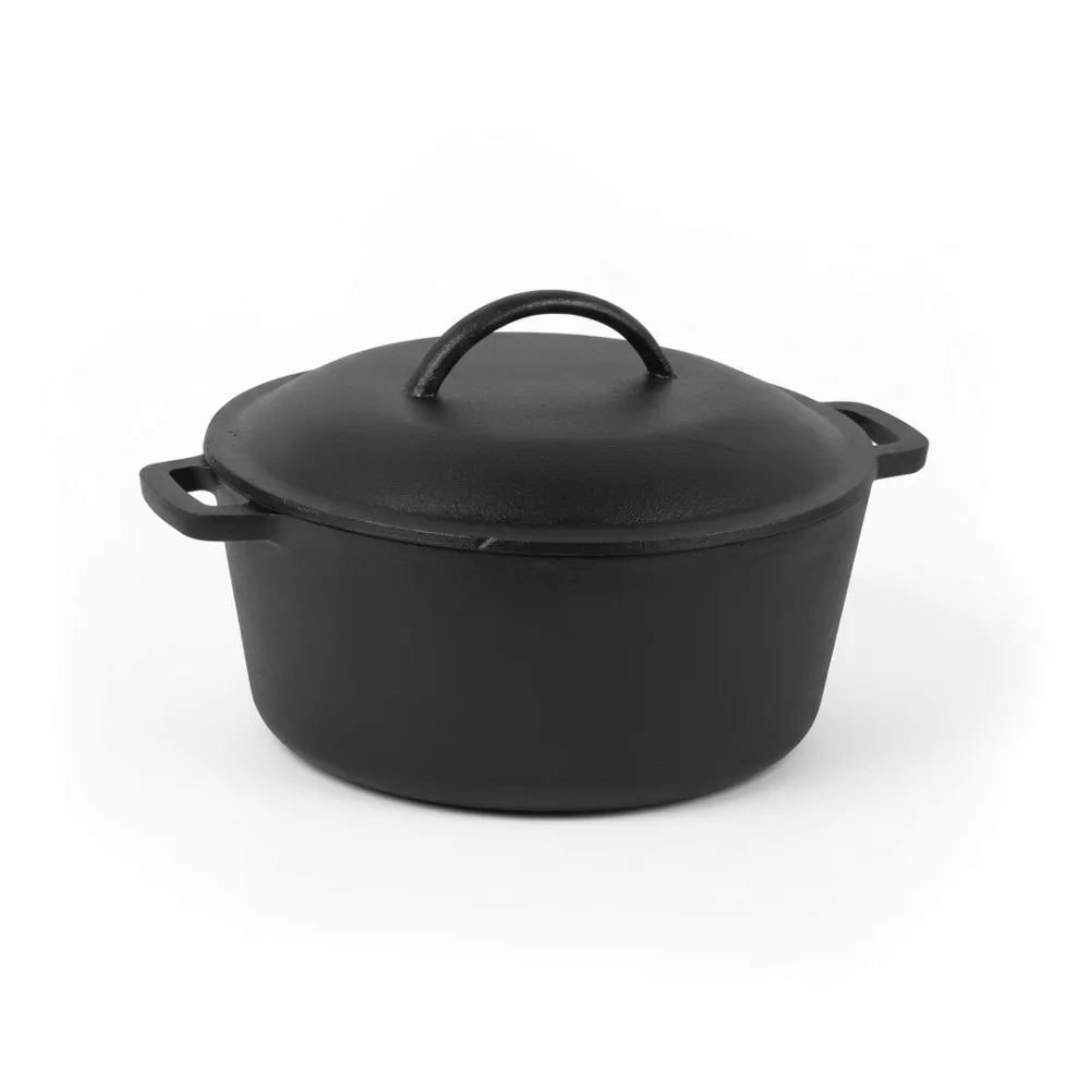 

5-литровая чугунная голландская духовка с купольной крышкой и ручками, предусезонная для семейного приготовления и кемпинга