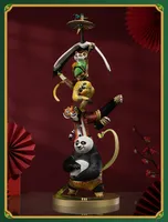 Copper Craft Chinese Cartoon Film Kung Fu Panda Animal Figurines Family Portrait Sculpture Ornament Desktop Decor Art Collection