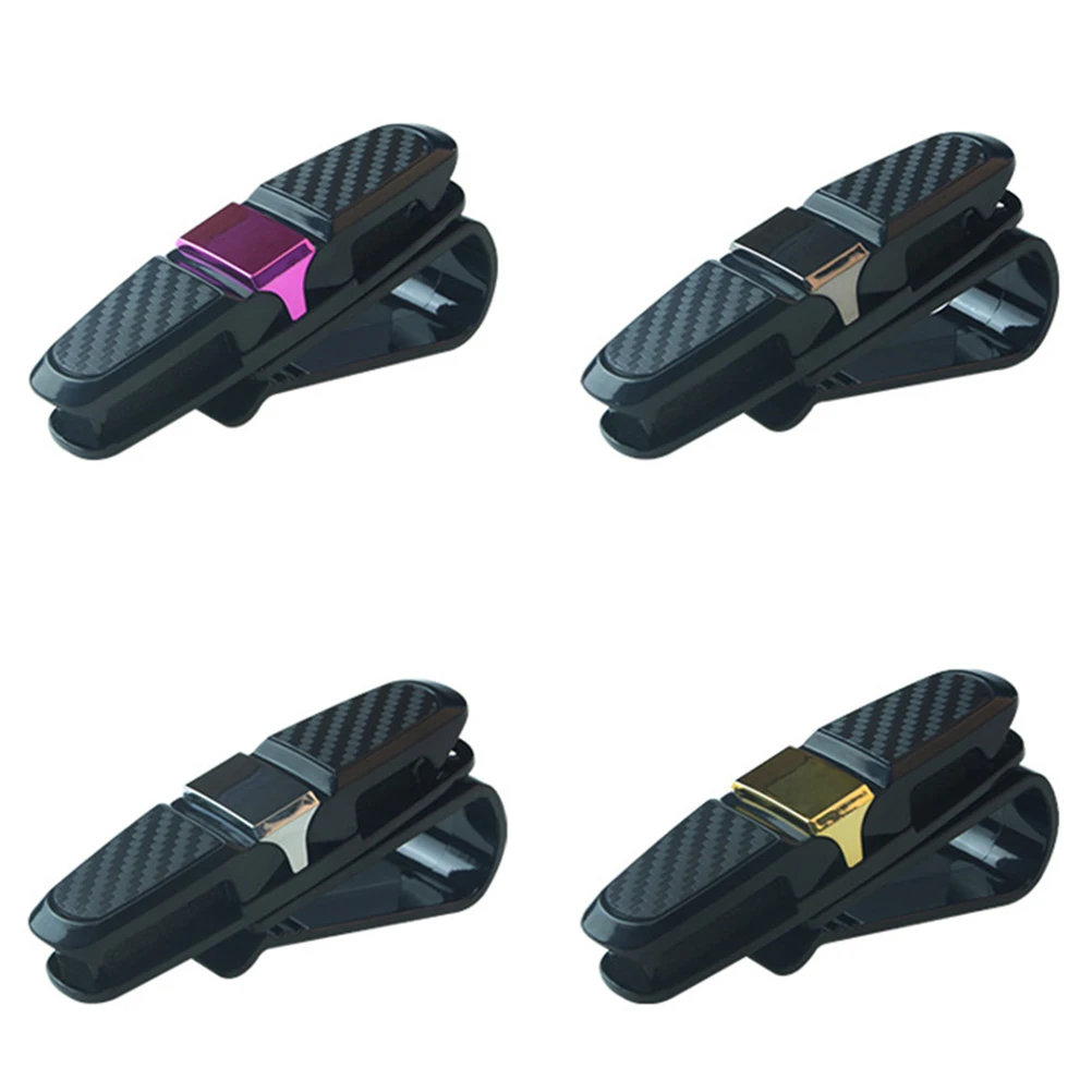 

2 PCS Car Auto Sun Visor Clip Holder Carbon Fiber Sunglasses Holder Clip Glasses Cage Storage Universal Car Auto Accessory (Rosy