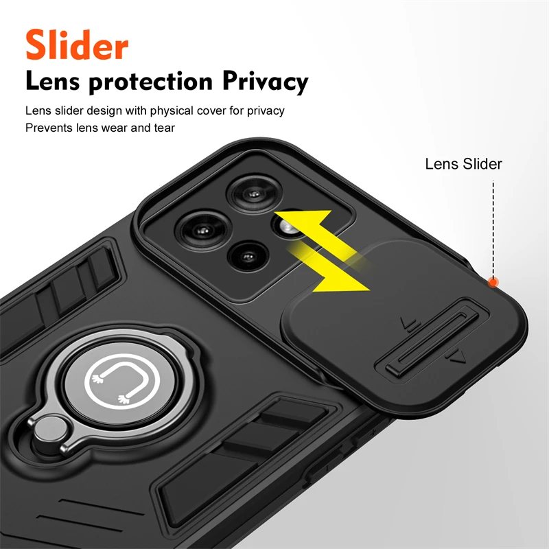 For Motorola Moto Edge 50 Neo 5G Case Shockproof Armor Slide Lens Protection Cover For Moto Edge50Neo Car Magnetic Ring Funda