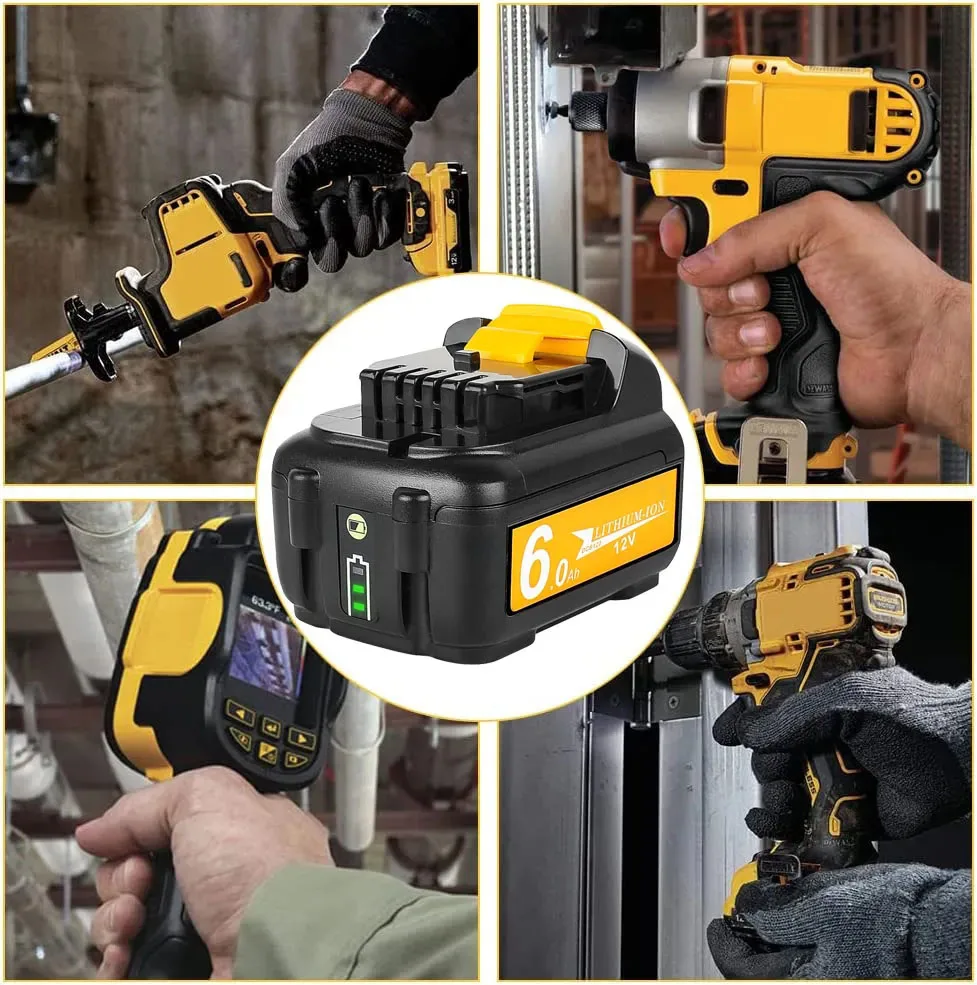 For Dewalt  DCB120 6AH 12V 10.8 Replacement Battery 10.8 Volt Cordless Power Drill Tool  Compatible with DCB121 DCB127 DCE088D1G