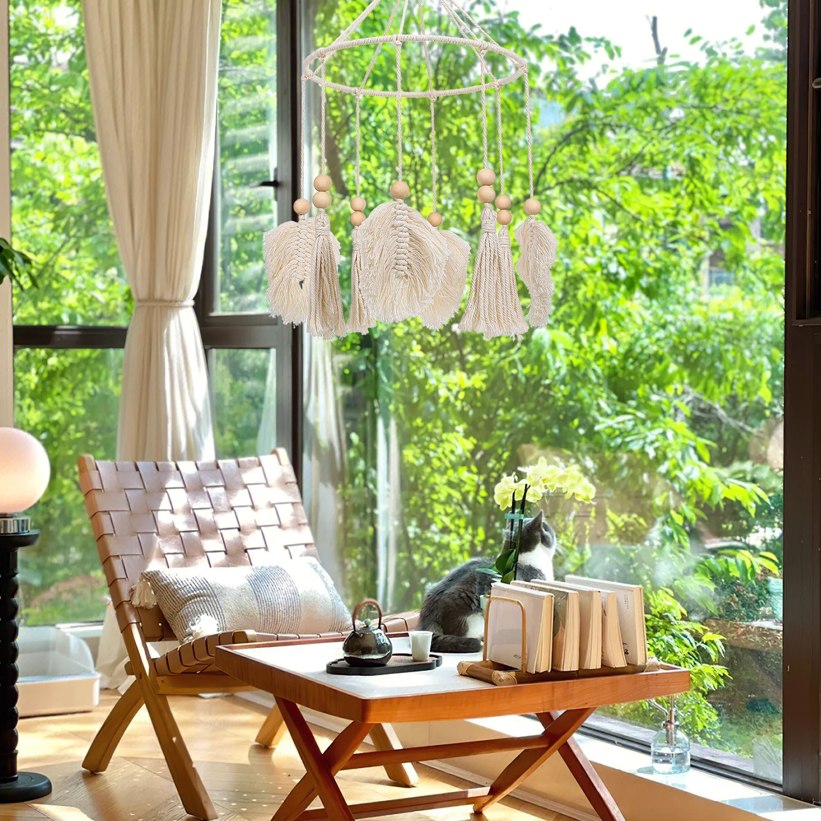 

Creative Fringe Wind Bell Decor in Leaf Shape Premium Hanging Art for Walls Bedrooms Nurseries Offices Wedding Christmas Holiday