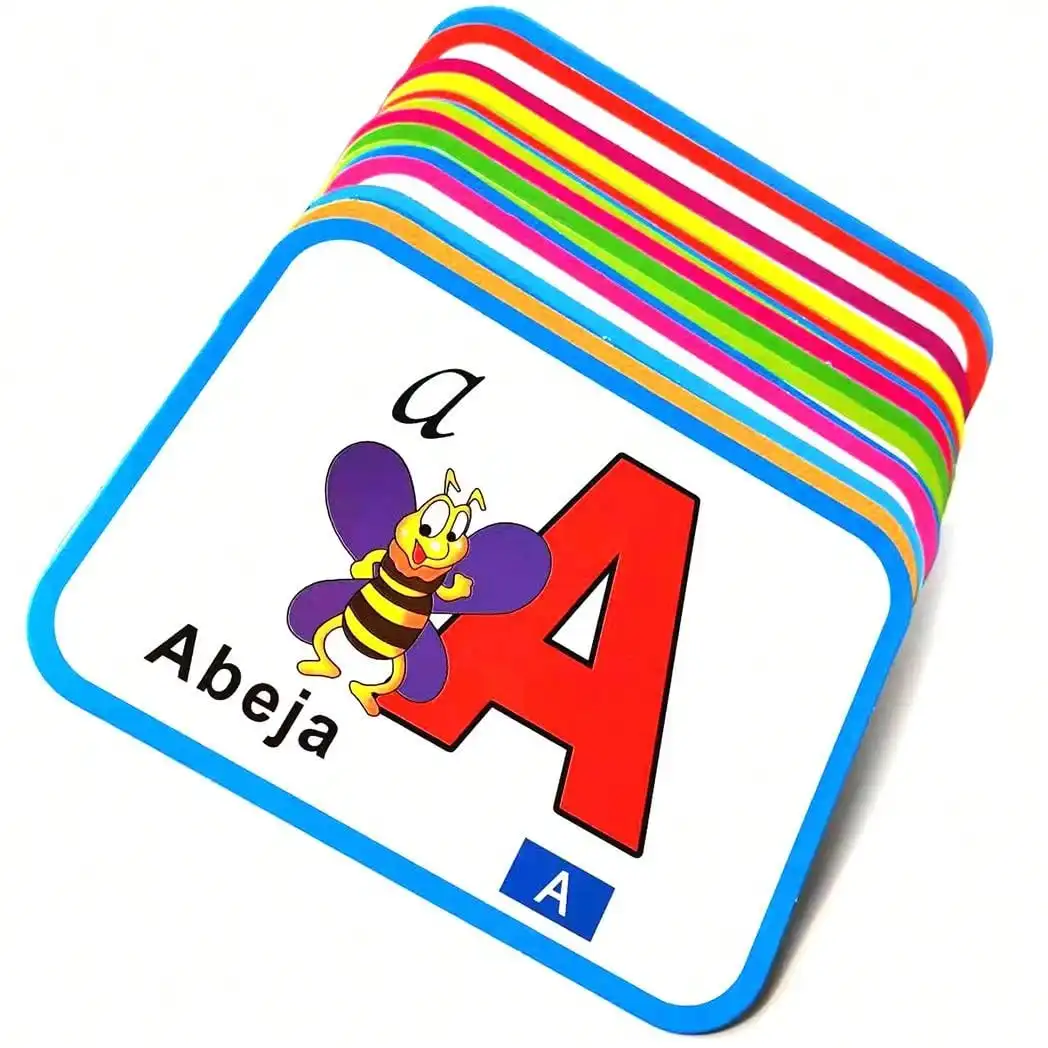 28 Spanish alphabet learning cards (15cm x 11cm) Exquisite illustration teaching cards can improve cognitive learning ability