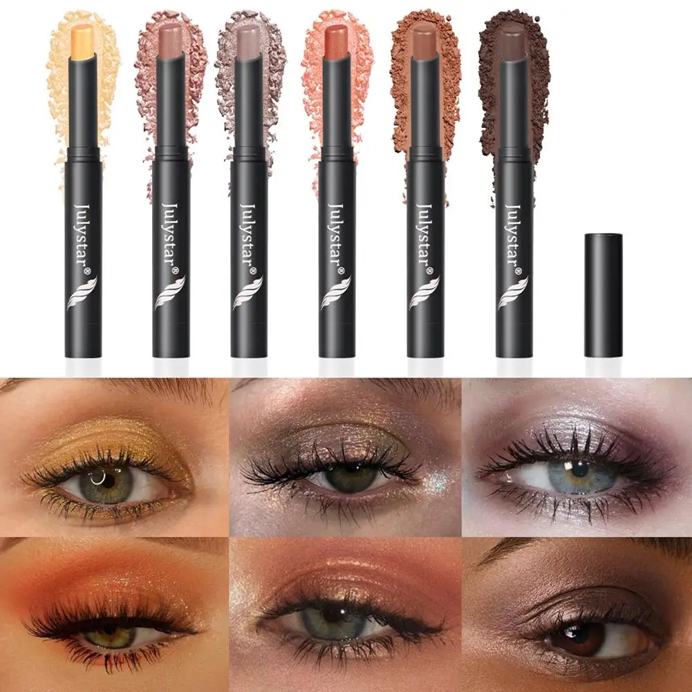 Lápiz de sombra de ojos resistente al agua, resaltador de brillo de diamante, pigmentado en crema, colores duraderos, bolígrafo Ultra largo 6 R3w1