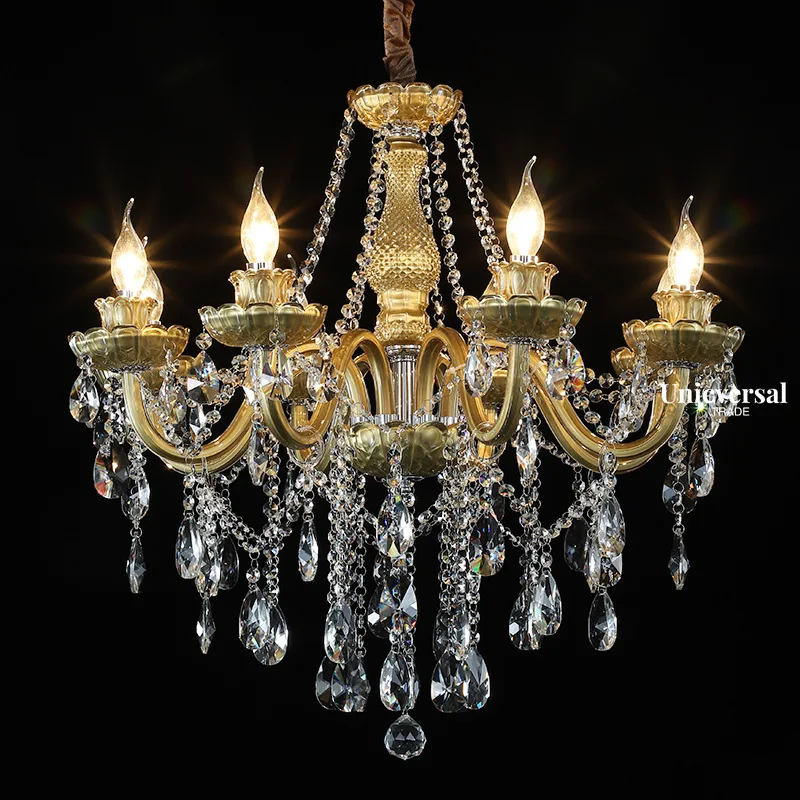 

Modern Bronze LED Crystal Chandelier Lights for Living Room Fixture Indoor Pendant Lamp E14 Socket