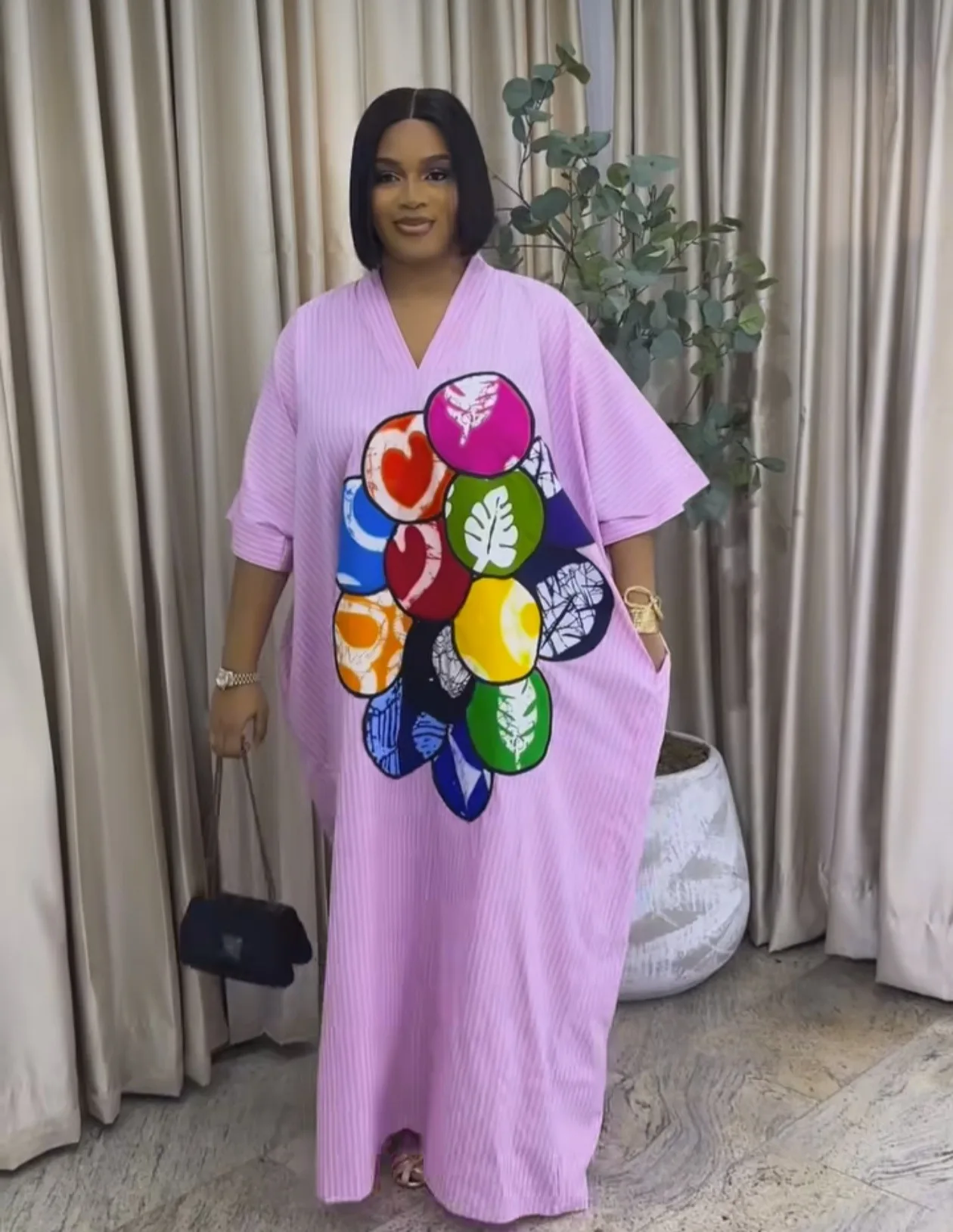 2026 vestidos africanos de talla grande para mujer primavera otoño africano con cuello en V media manga boda fiesta vestido largo de noche batas