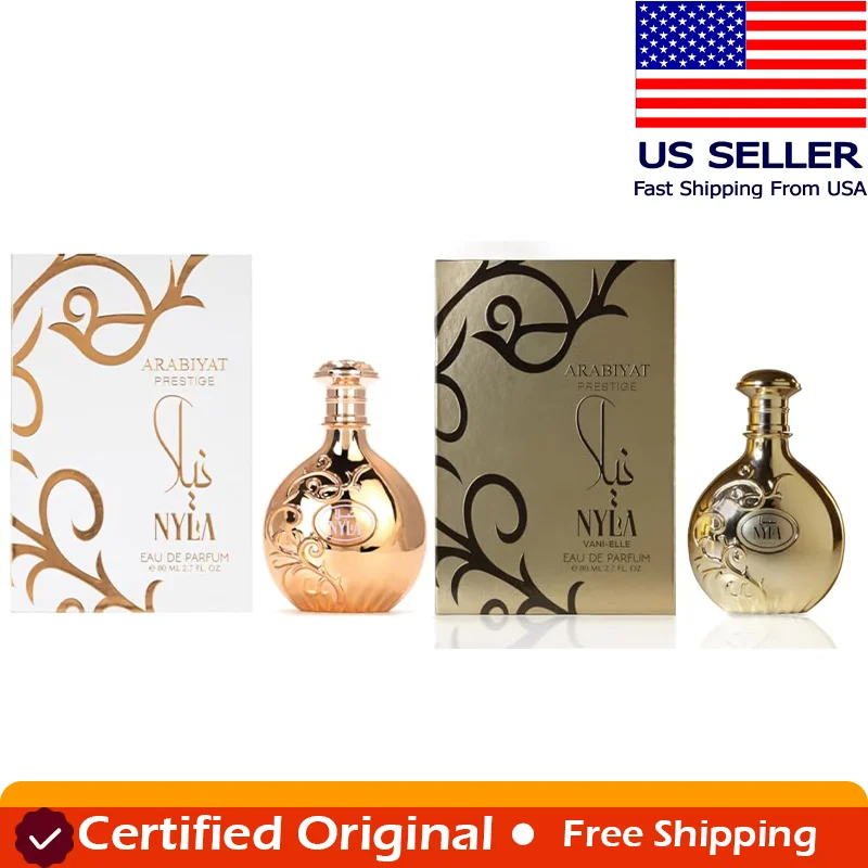 

Arabiyat Prestige Nyla Eau De Parfum Arabic Perfume for Women,Nyla Luxury, Gold Bottle, Long-Lasting Fragrance, 2.7 Fl Oz/80 Ml