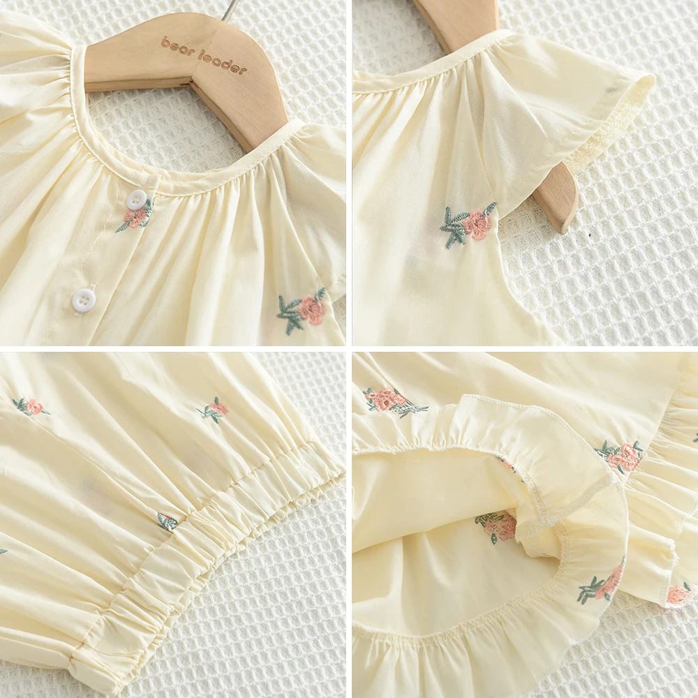 Sommermode-Set für Mädchen, Kinder-Blumendruck, fliegende Ärmel, Top + Shorts, zweiteiliges, süßes, erfrischendes Set für kleine Mädchen – Detail 12