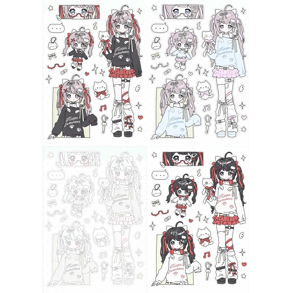 

Милая девушка, милый мультфильм Ins, персонажи коллажа, наклейки Guka, декоративный справочник «сделай сам»