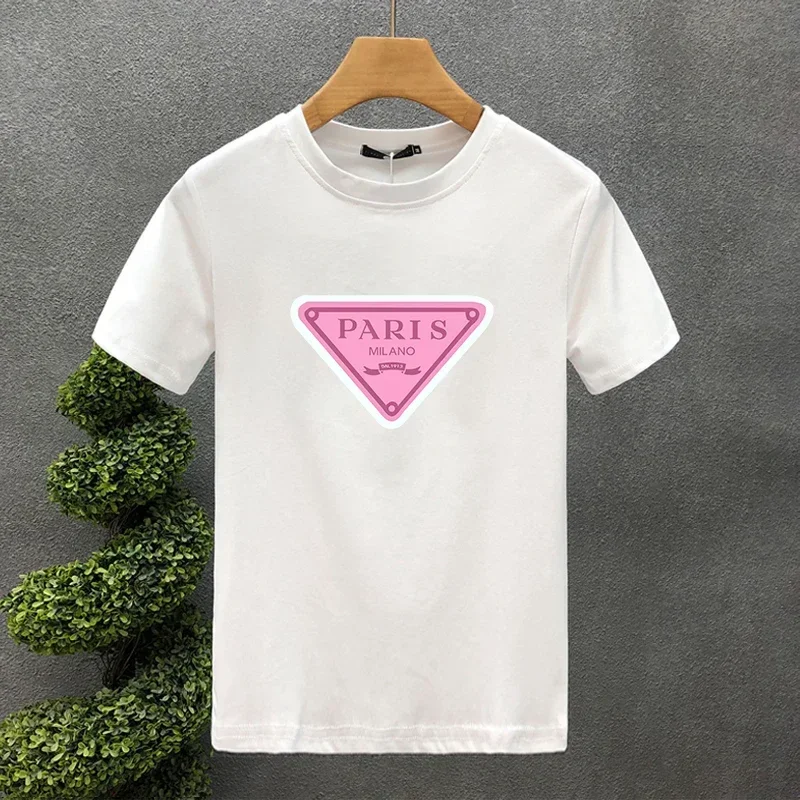 Paris Print 100% Cotton T-Shirt For Men And Women Short Sleeve Shirt Luxury Brand High Quality Harajuku Style Asian Size