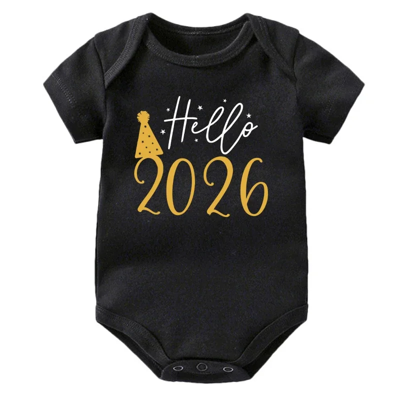 طفل ارتداءها مرحبا 2026 رومبير للرضيع السنة الجديدة طفل هدية طفل قصير الأكمام بذلة الفتيان فتاة الملابس الوليد دش الحاضر