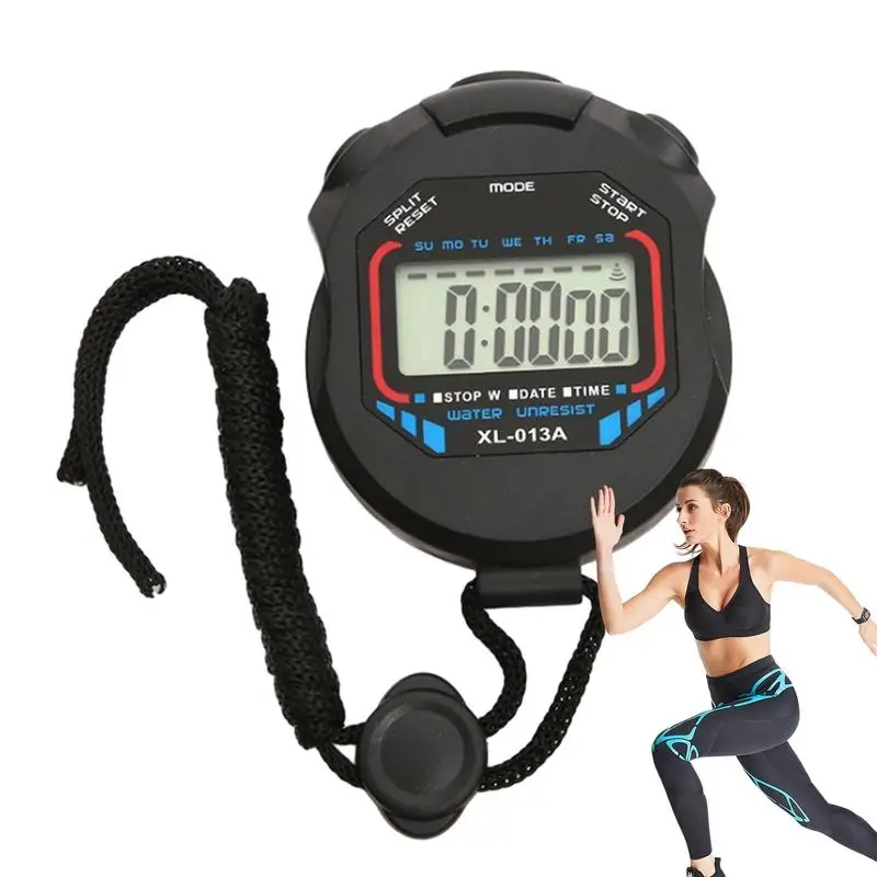 1 قطعة ساعة توقيت عداد يده الرياضة ساعة توقيت العد التنازلي وقف ساعة شاشة ديجيتال LCD الكرونومتر العد الموقت اللياقة البدنية الموقت