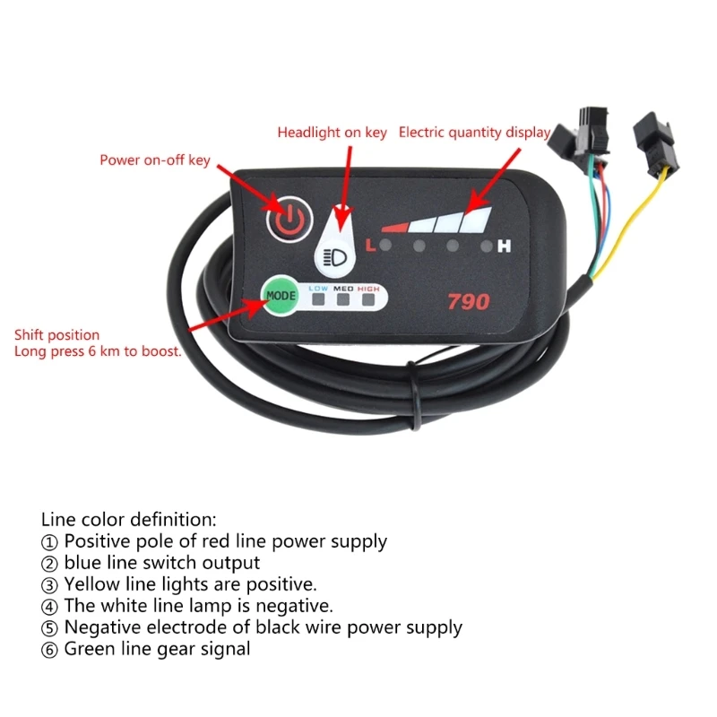 Electric Bike Meter Led Power Display 6km Booster Meter 790 Meter Connector Tool