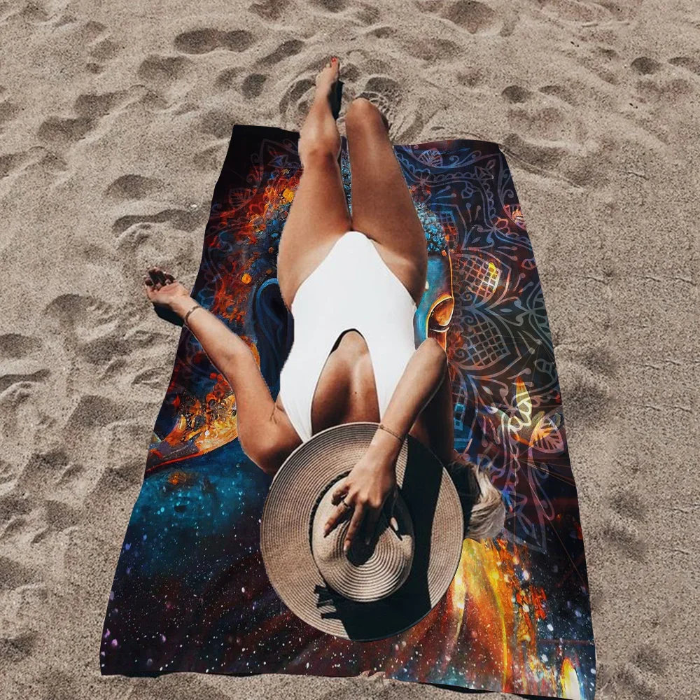 Indian Buddha Statue Meditation Chakra Microfiber Beach Towel Absorbent Quick dry Yoga Swimming Resort Mountain Climbing Towel