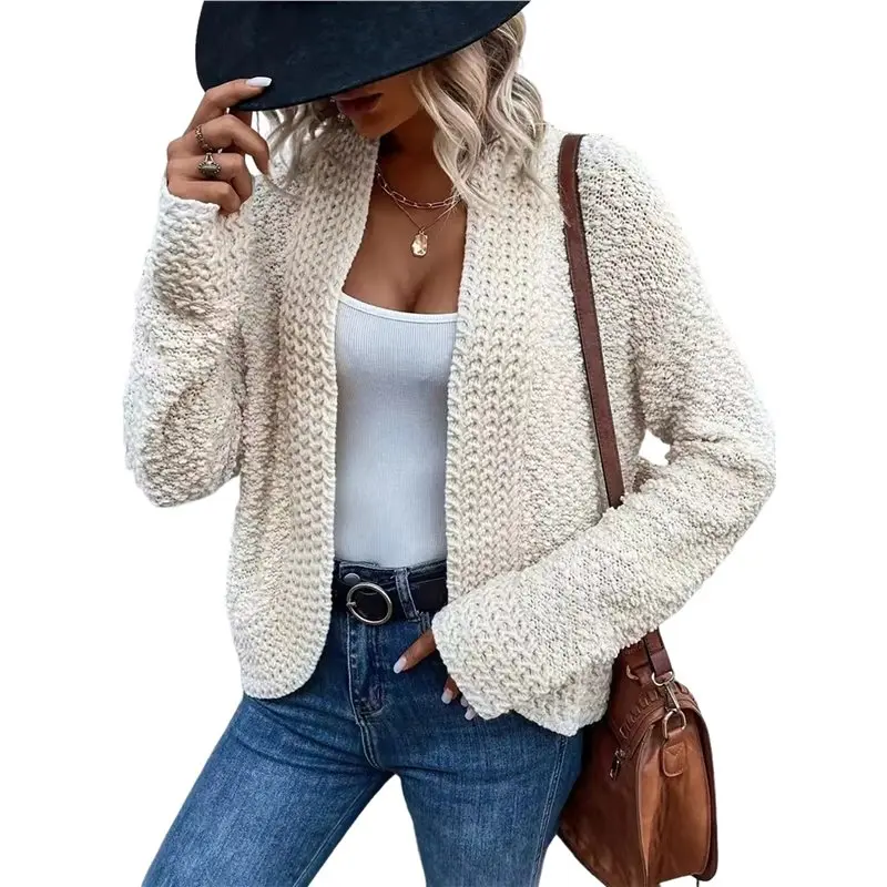 【BRAND NEW】Women's 2025 Fashion Casual Open Front Long Sleeve Chunky Knit Cardigan Sweaters Outerwear Coats