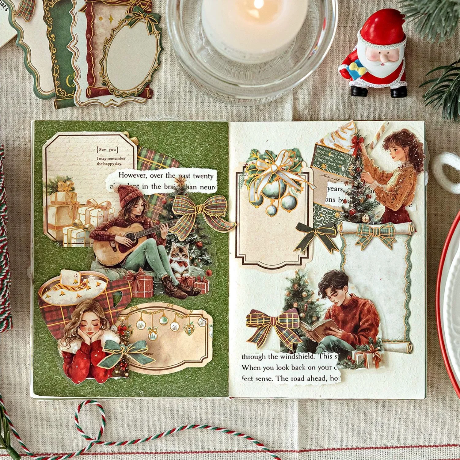 Christmas Gift Mixed Label Tag Sticker Pack Diy Handmade Material Handbook Writing Paper Decorative Sticker Notes Scrapbook