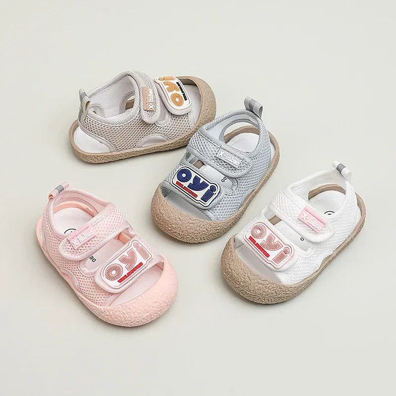 

Kids Sandals Summer 1-2-3 Baby Sandals Rubber Anti Slip Soft Sole Walking Shoes Breathable Mesh Sandals for Boys and Girls