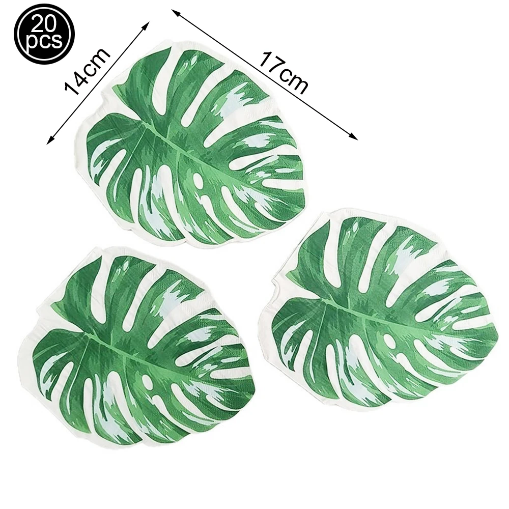 20pcs Hawaiian Tropical Themed Paper Napkins Set Cocktail Napkins with Surf Flamingo Toucan for Aloha Birthday Party Decorations - view 3