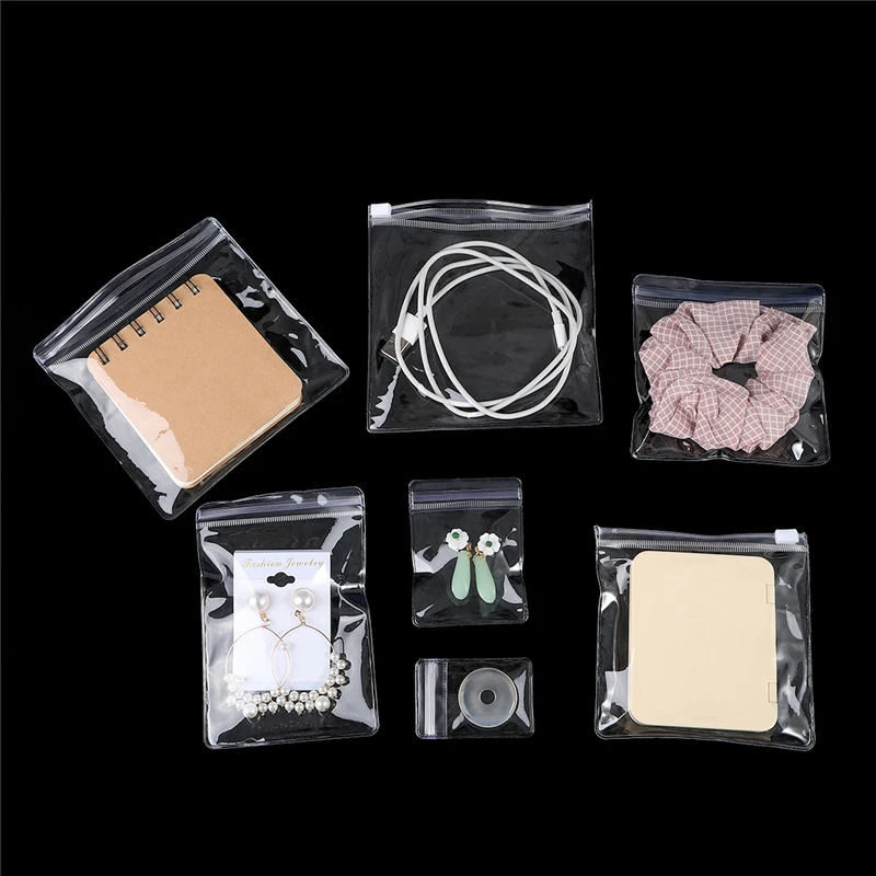 10pcs Thicken PVC Package Bags Transparent Anti Oxidation Organizer Display Packaging Zip Lock Storage Bag Self Sealing Pouches