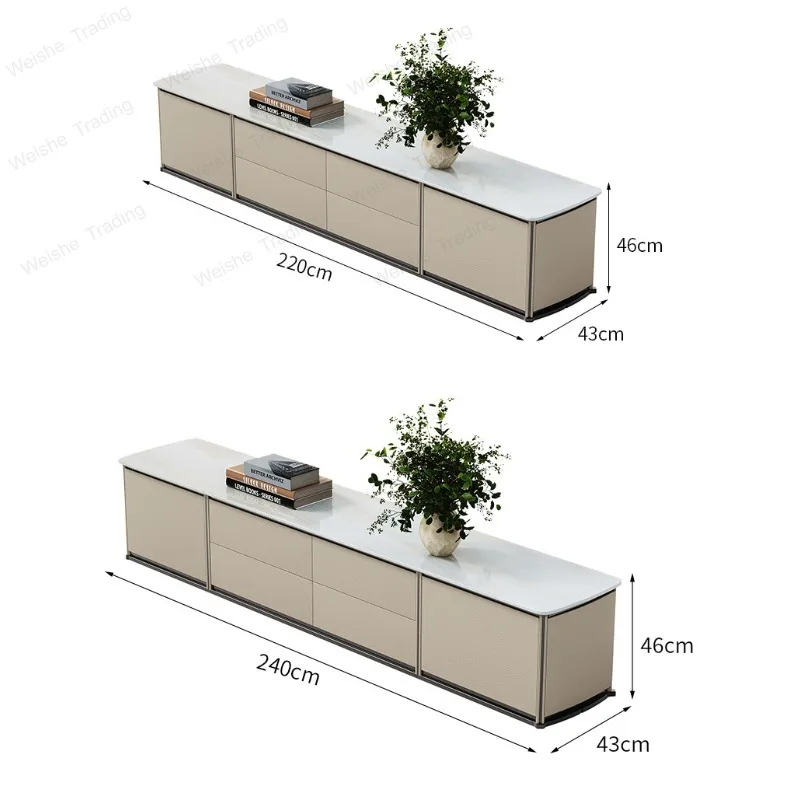 Light luxury TV cabinet high-end villa living room minimalist storage luxury stone TV cabinet