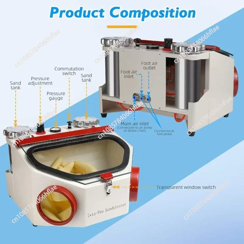 Dental Double Pen Sandblasting Machine, Orthodontic Base Bracket, Porcelain Bracket Sandblasting Machine, Metal Cup