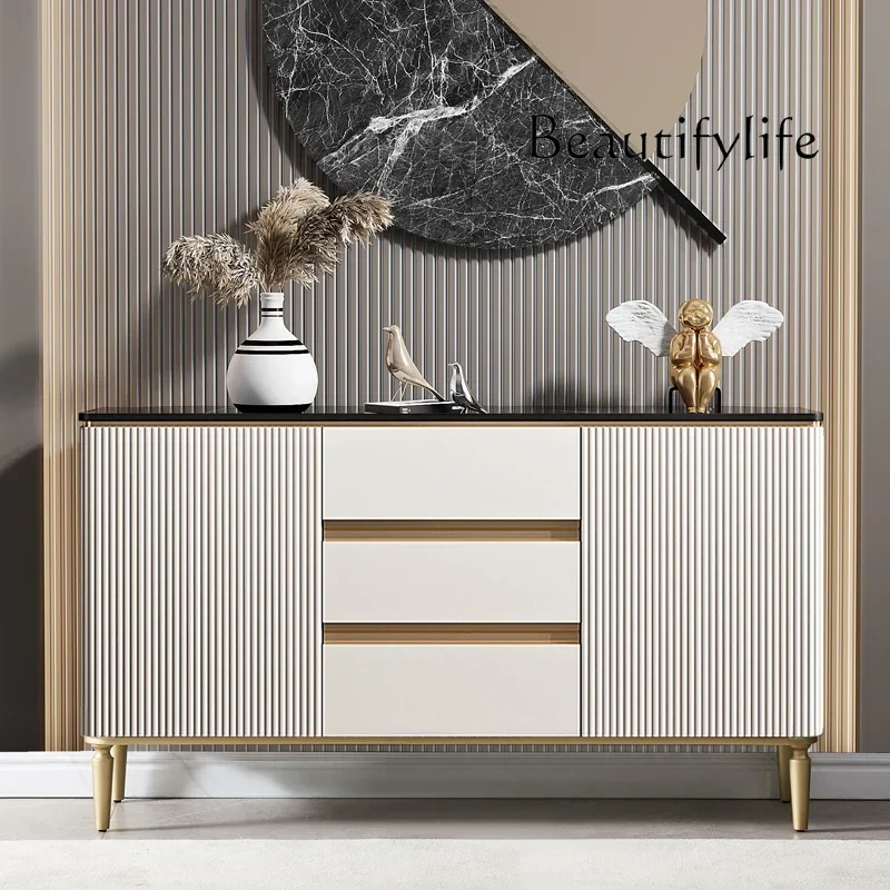 

A Modern Simple Light Luxury Entrance Marble Solid Wood Dining Side Cabinet Entry Living Room Decorative Storage Shoe Cabinet