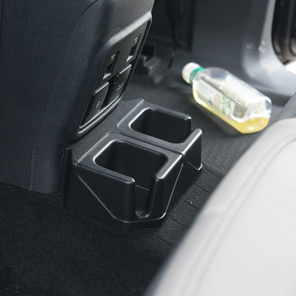 Car Rear Water Cup Holder Drinks Bracket Storage Box for Ford Bronco 2021 2022 2023 2/4 Doors Interior Accessories Black ABS