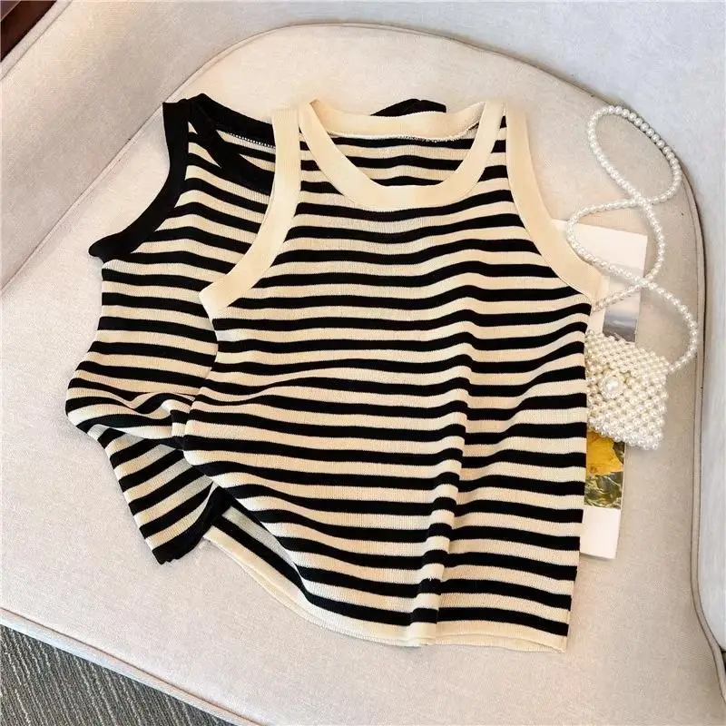XL-6XL Coquette Backless Cami Topฤดูร้อนPlusขนาดSlimming Stripe Braletteเซ็กซี่Shapewear Camisole Layered Top Breathable