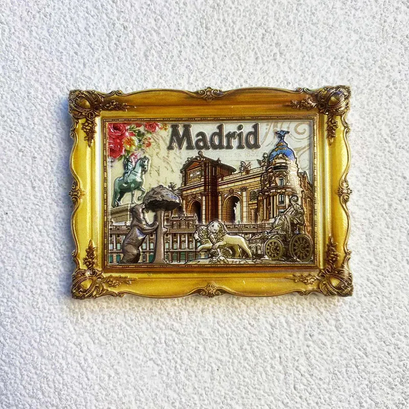 

3D Madrid Landmark Resin Fridge Magnet - Spain Tourist Souvenir - Intricate Design - Perfect Home Decor