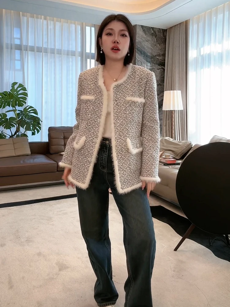 

Пуховое пальто из искусственного меха Jaet Thiened Small Fraance Sle Осень Зима Новое поступление Long Sve round Ne ort Coat White Goose ...