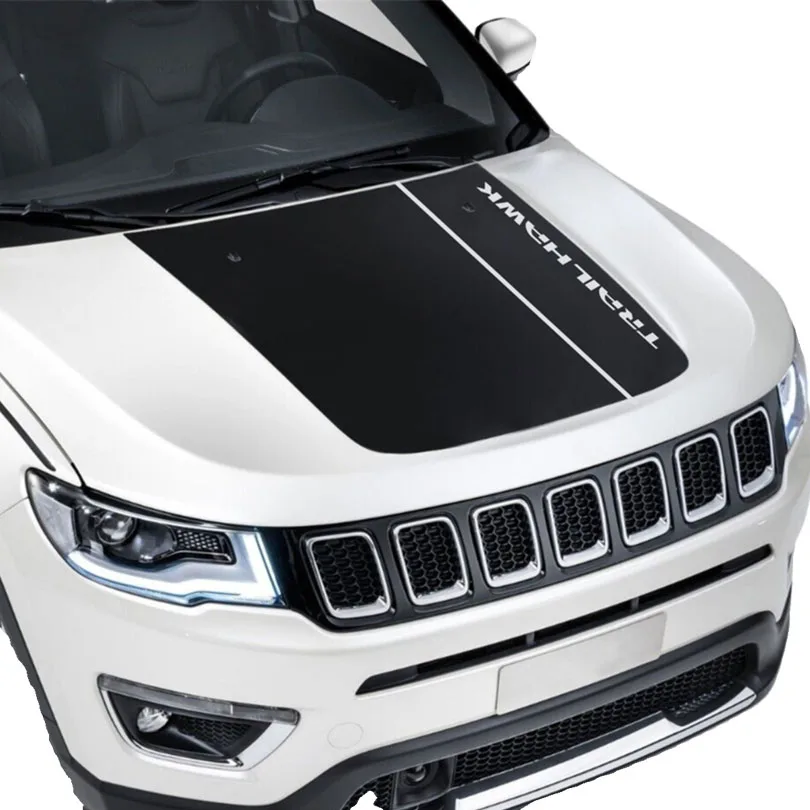 Matt Black Front Hood Decal Center Scoop Stickers Graphics Sticker Vinyl Wrap Blackout For Jeep Compass 2017-2023