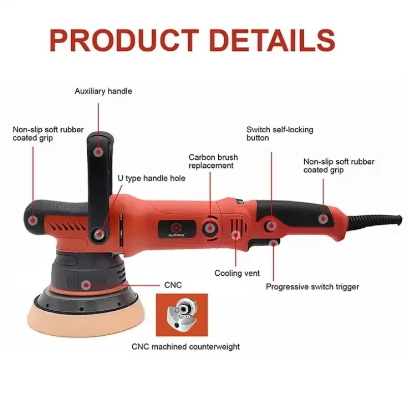 آلة تلميع السيارات 15 ملم مدارية عشوائية مزدوجة الحركة ملمع السيارات Pulidora Para Autos المهنية #5