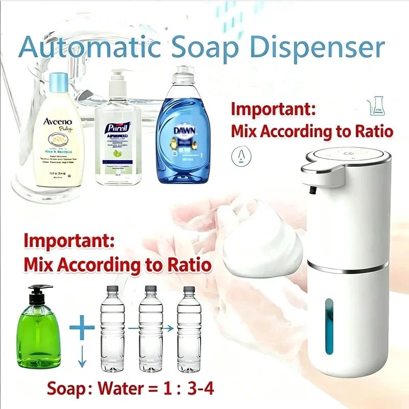 Automatic Foam Soap Dispenser, Touchless Electric Dispenser, USB Rechargeable with Infrared Sensor for Bathroom Kitchen