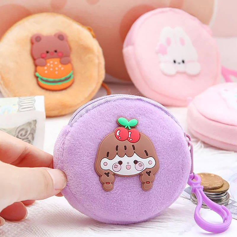 New Cute Cartoon Plush Cat Rabbit Coin Purse Cute Animal Bear Frog Plush Earphone Bag Wallet Pendant Doll Children's Gifts