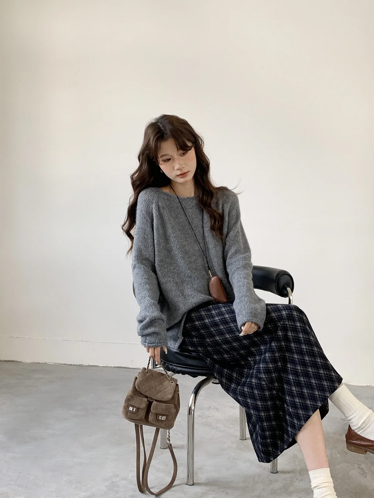 

Laid-ba Свободный вязаный свитер Long Sve, женский повседневный модный корейский удобный теплый топ с манжетами