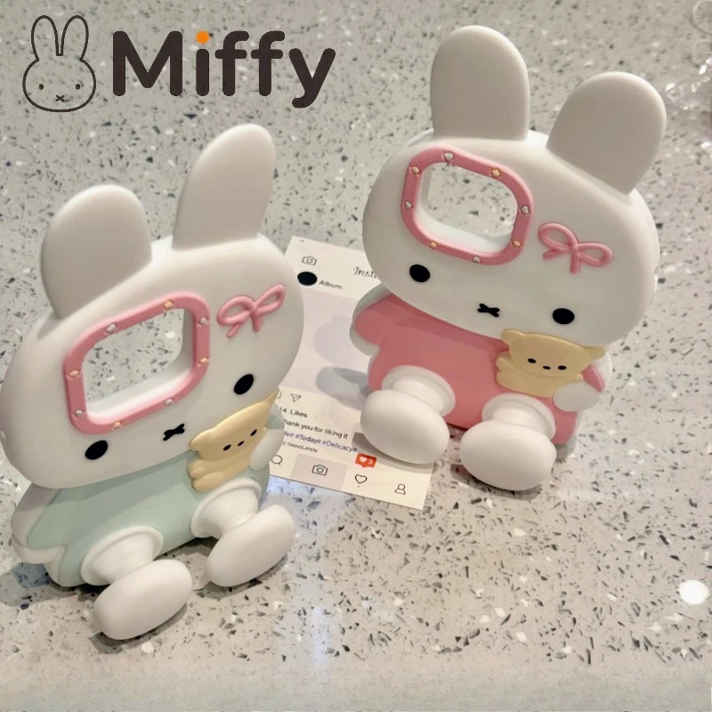 Kawai Miffy Phone Case For IPhone 16 Pro Max 15 14 Pro 14 13 3D Standing Rabbit Design Soft Silicone Decorative Smartphone Cover