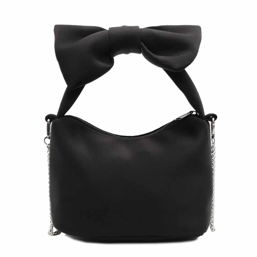 Princess Bag Creative Women Bow Handbag Korean Style Pink Solid Color Wristlet Bag Large Capacity Black Sweet Shoulder Bag Daily