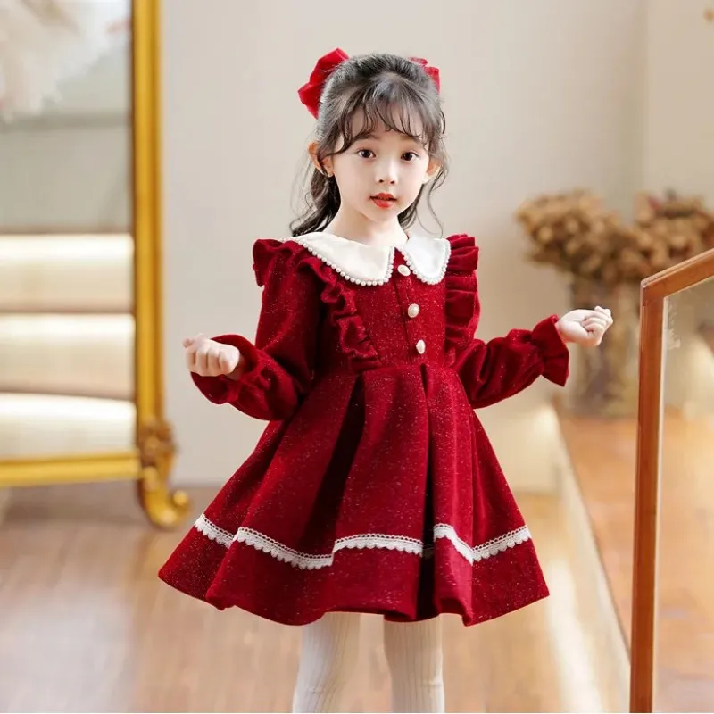 Autumn and Winter Girls' Thick Dress 2025 New Small Fragrant Style High end Baby Princess Dress Stylish Children's Dress