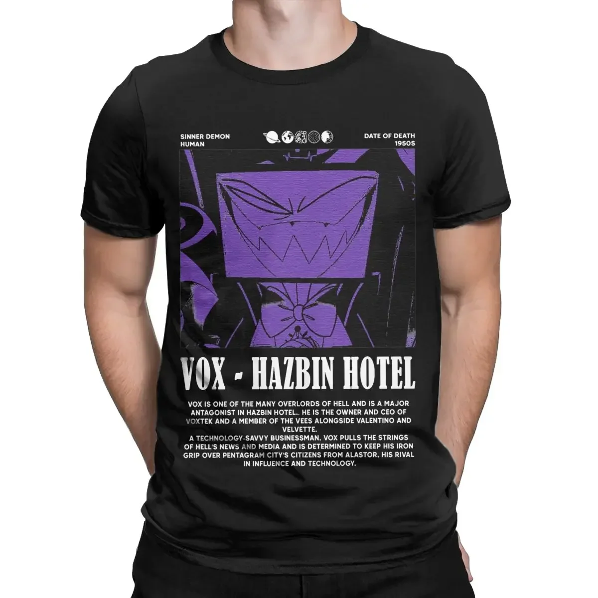 Vox Hazbins Hotels T-Shirts for Men Vintage 100% Cotton Tees Round Collar Short Sleeve T Shirt Graphic Printed Tops