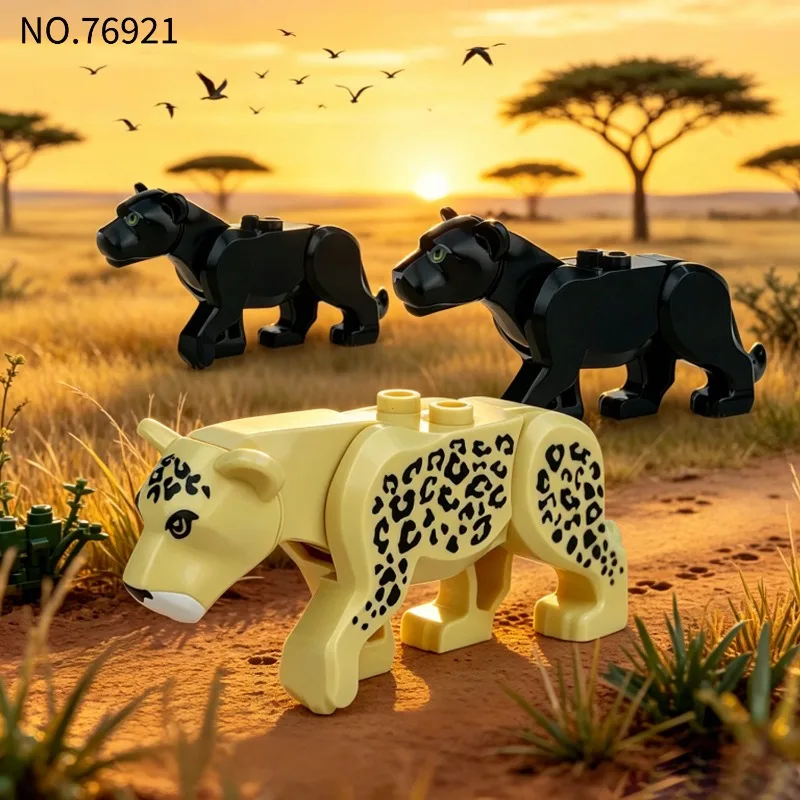 

Hot-selling jaguar, tiger, lion animal model assembled small particle building blocks toys, king of the jungle, birthday gifts.