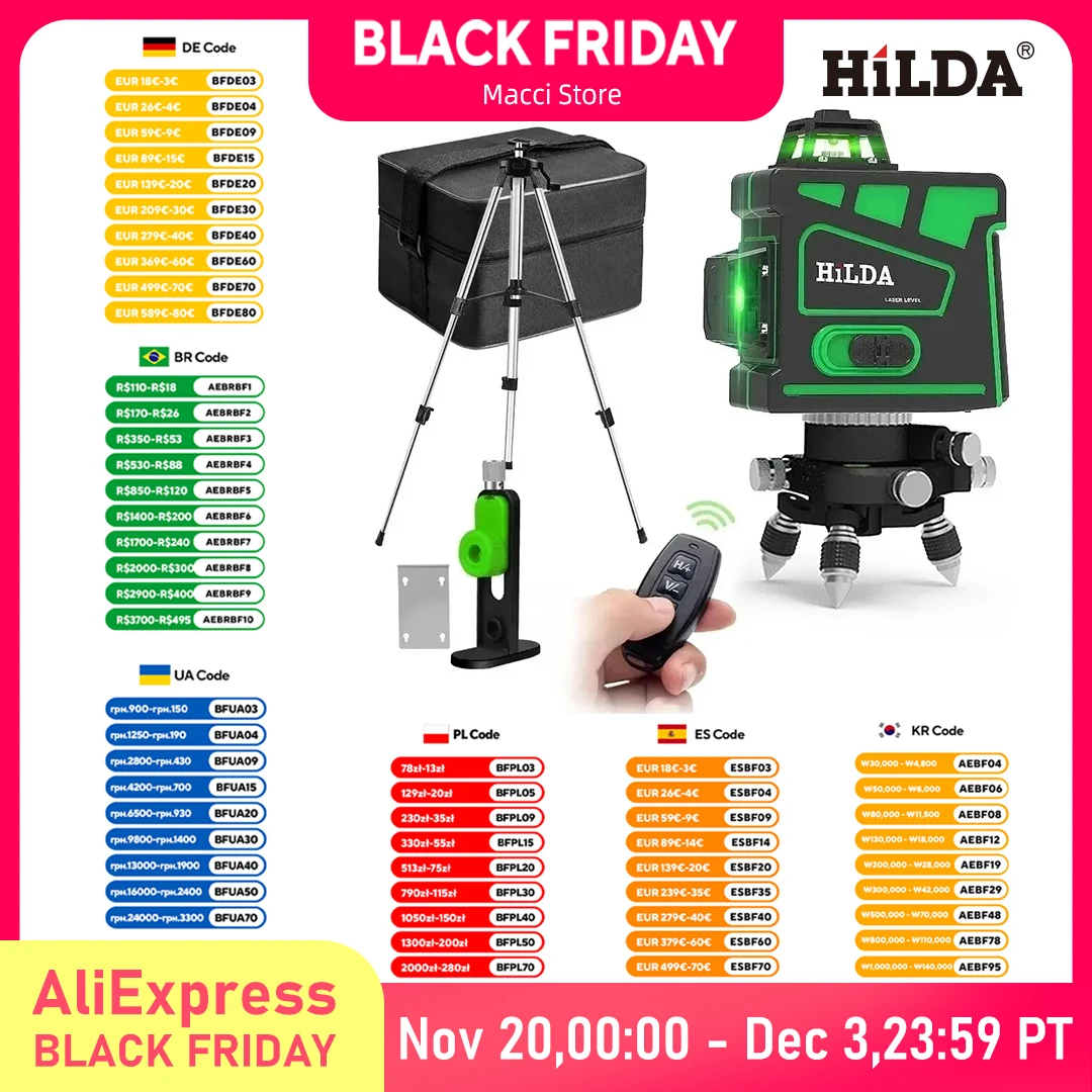 

Лазерный уровень HILDA 12 линий зеленый